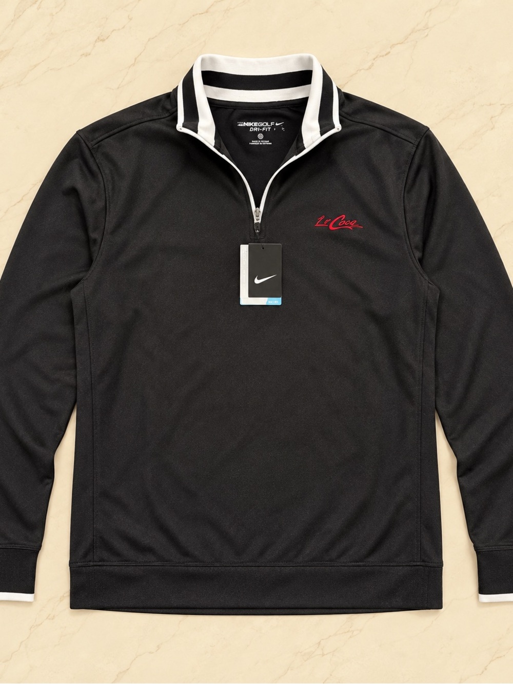 Nike Black Quarter-Zip Pullover with White-Trim Collar
